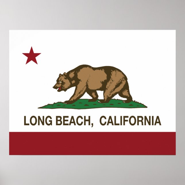 Poster Bandeira da república de Long Beach Califórnia (Frente)