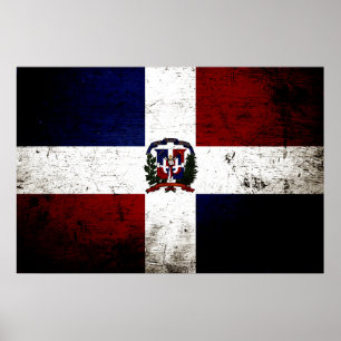 Poster Bandeira da República Dominicana Black Grunge
