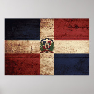 Pôster Bandeira da República Dominicana na grão de