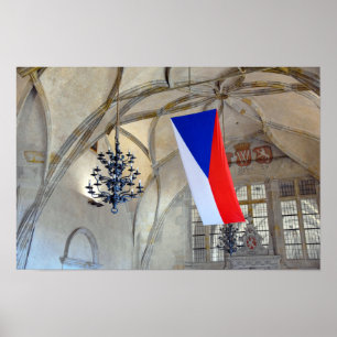Poster Bandeira da República Tcheca no Castelo de Praga