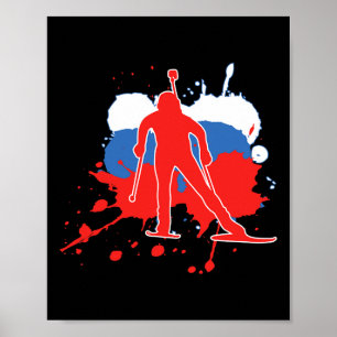 Poster Bandeira da Rússia Biathlonista - Biatlo Russo 1