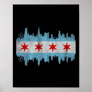 Poster Bandeira da Silhueta da Cidade de Chicago - Cidade