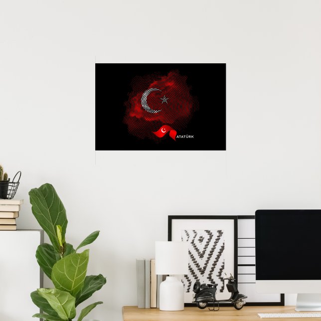 Poster Bandeira da Turquia (Escritório em casa)