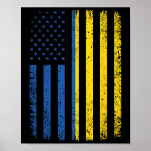 Poster Bandeira da Ucrânia 4 de Julho EUA Bandeira Ucrani