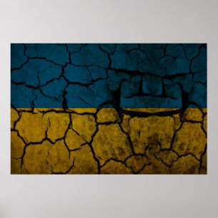 Poster Bandeira da Ucrânia com fendas