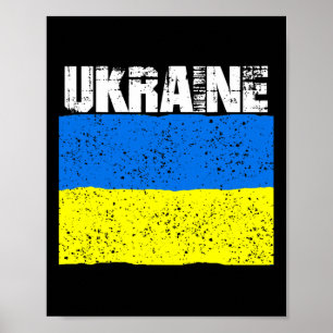 Poster Bandeira da Ucrânia Distorcida Vintage Stand Pr