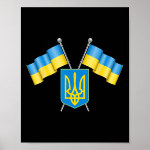 Poster Bandeira da Ucrânia Emblema Brasão de Armas Emblem