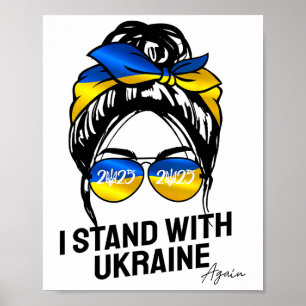 Poster Bandeira da Ucrânia Eu Apoio a Ucrânia 2025 Camisa