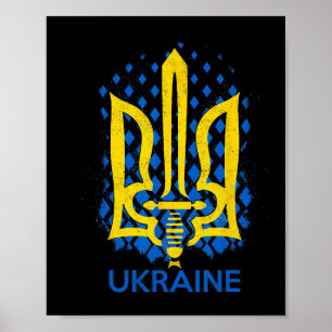 Poster Bandeira da Ucrânia - Eu Estou Com a Ucrânia Bande