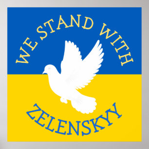 Poster Bandeira da Ucrânia   Eu fico com Zelenskyy