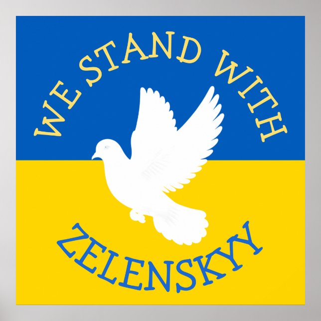 Poster Bandeira da Ucrânia | Eu fico com Zelenskyy (Frente)