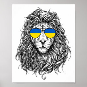 Poster Bandeira da Ucrânia Leão Sungles Presentes da Ucrâ