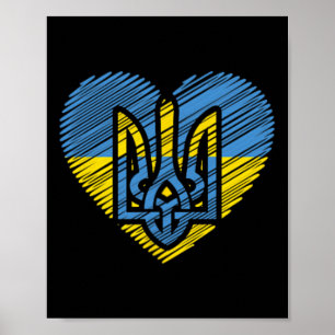 Poster Bandeira da Ucrânia Ukrajina Ucraniano Paz Coração