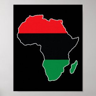 Poster Bandeira da Unia Pan-Africana Mapa Continente Hist