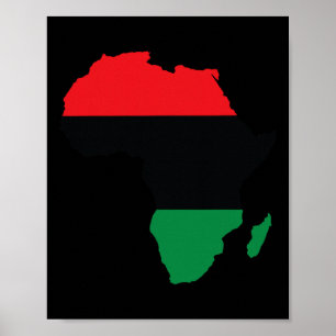 Poster Bandeira da Unia Pan-Africana Mapa Continente Hist