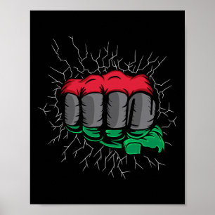 Poster Bandeira da União Pan-Africana Punho Mês da Histór