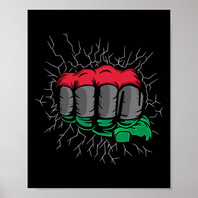 Poster Bandeira da União Pan-Africana Punho Mês da Histór (Frente)