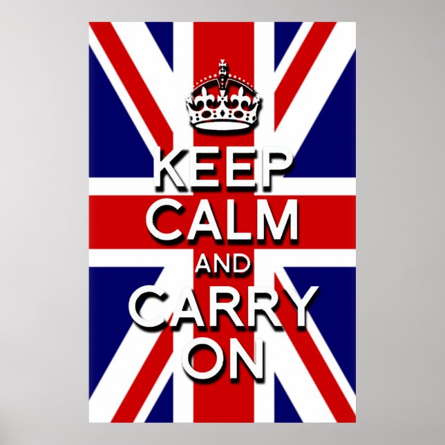 Poster bandeira da Union Jack mantenha a calma e continue (Frente)