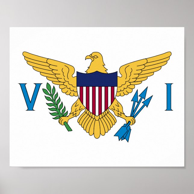 Poster Bandeira das Ilhas Virgens dos Estados Unidos (Frente)