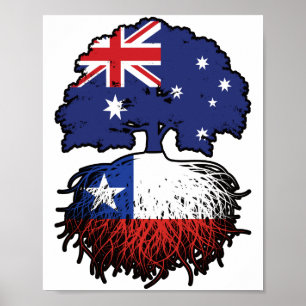 Poster Bandeira das Raízes da Árvore Australiana do Chile