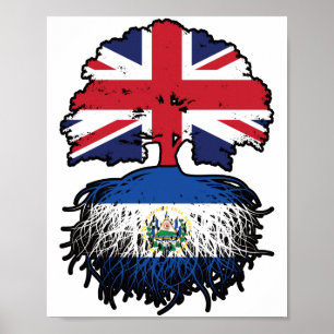 Poster Bandeira das Raízes da Árvore Britânica de El Salv