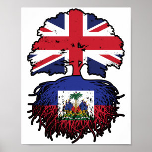 Poster Bandeira das Raízes da Árvore Britânica do Haiti
