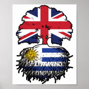 Poster Bandeira das Raízes da Árvore Britânica do Uruguai