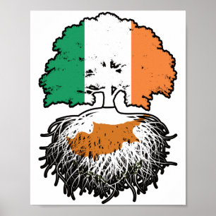 Poster Bandeira das Raízes da Árvore da Irlanda cipriota