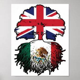 Poster Bandeira das Raízes da Árvore no Reino Unido mexic