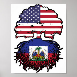 Poster Bandeira das Raízes da Árvore Norte Americana do H
