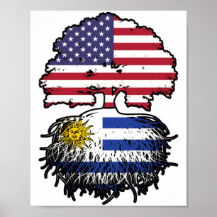 Poster Bandeira das Raízes da Árvore Uruguai Americana