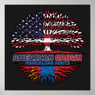Poster Bandeira das Raízes da Mongólia Americana da Mongó
