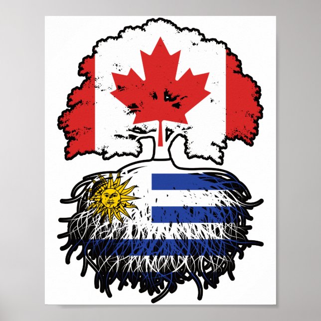 Poster Bandeira das Raízes das Árvores do Canadá Uruguai  (Frente)