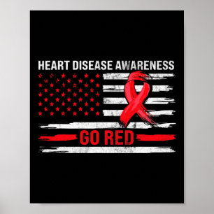 Poster Bandeira de Apoio à Doença Cardíaca Vermelha - Doe