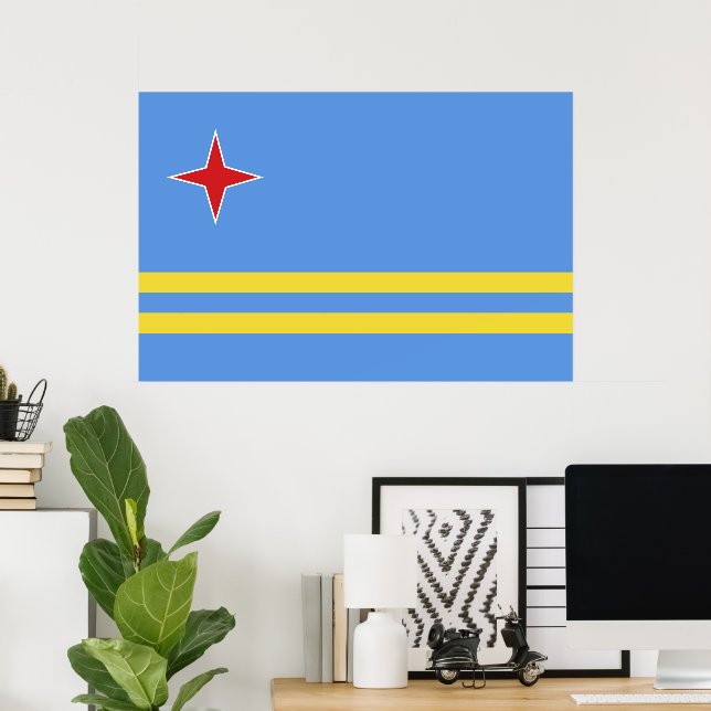 Poster Bandeira de Aruba (Escritório em casa)
