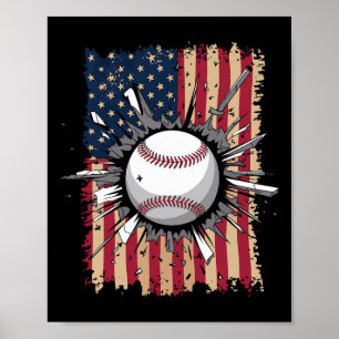 Poster Bandeira de Baseball nos Estados Unidos