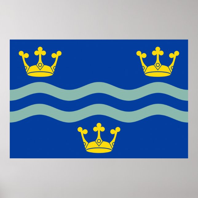 Poster Bandeira de Cambridgeshire (distrito do Reino Unid (Frente)