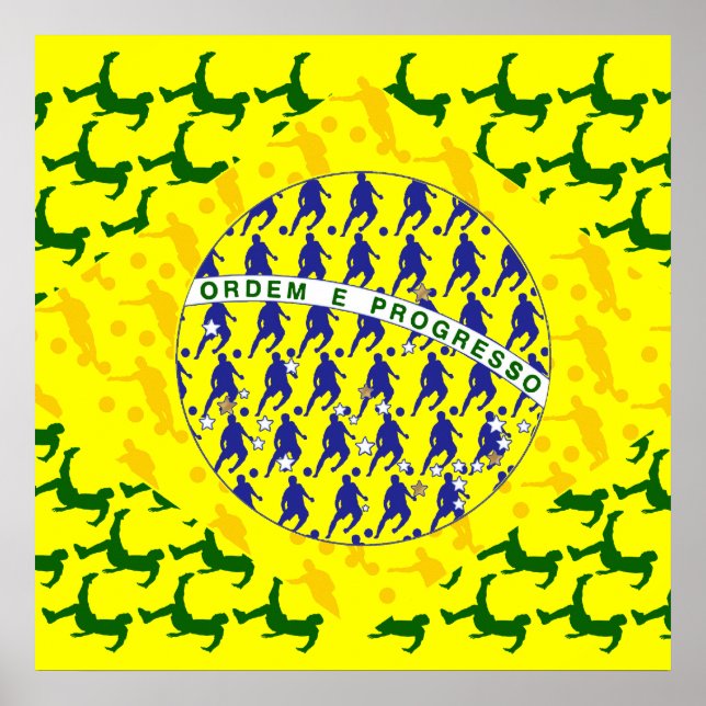 Poster bandeira de cinco jogadores de futebol do brasil (Frente)