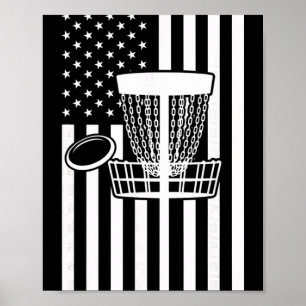 Poster Bandeira de Disc Golf dos EUA - Sket de Disc Golf