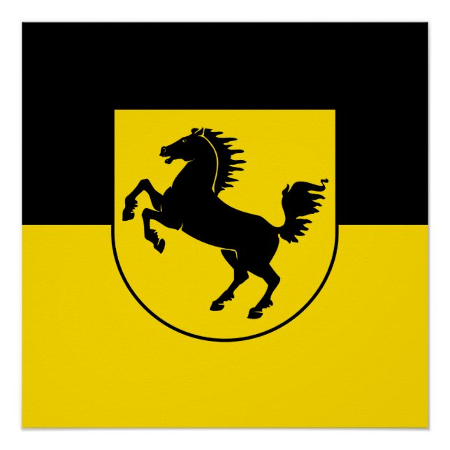 Pôster bandeira de Estugarda cidade da Alemanha símbolo e (Frente)