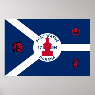 Poster Bandeira de Fort Wayne, Indiana, os Estados Unidos