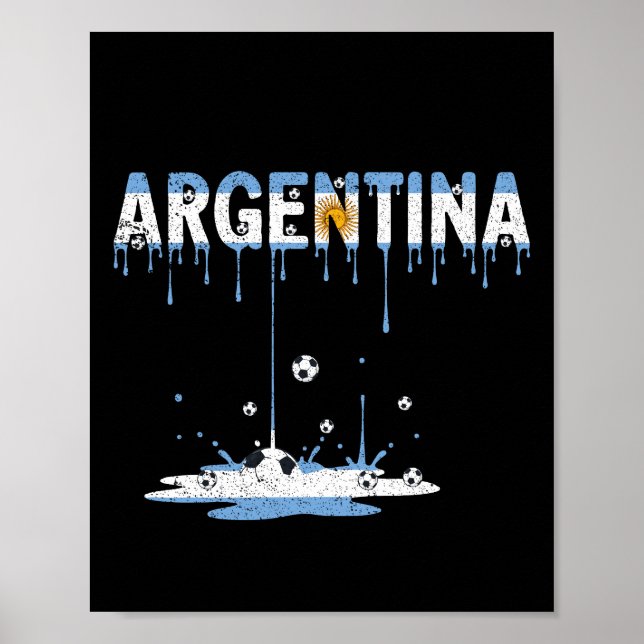 Poster Bandeira de Futebol da Argentina com Efeito de Got (Frente)