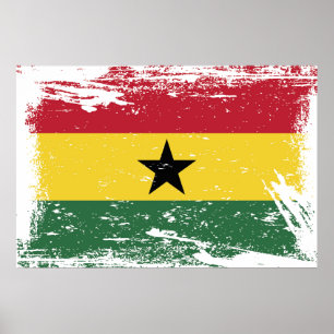 Pôster Bandeira de Ghana do Grunge