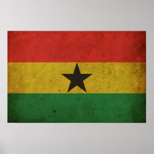 Poster Bandeira de Ghana do vintage