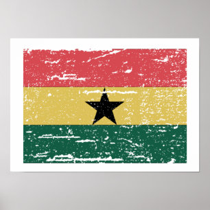 Pôster Bandeira de Ghana do vintage