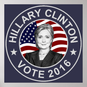 Poster Bandeira de Hillary Clinton E.U.