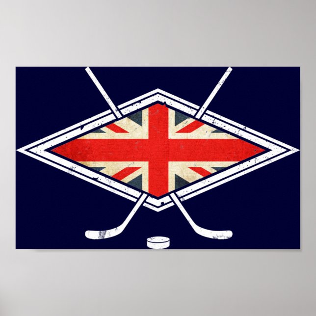 Pôster Bandeira de Hóquei no Gelo Britânica (Frente)