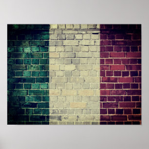 Pôster Bandeira de Italia do vintage em uma parede de