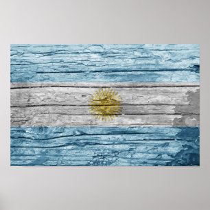 Poster Bandeira de madeira da Argentina