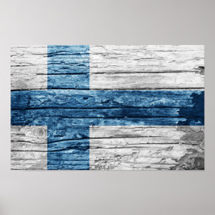 Poster bandeira de madeira da Finlândia